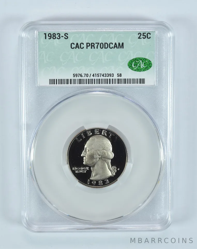 1983-S Washington Quarter PR70 DCAM CAC CACg