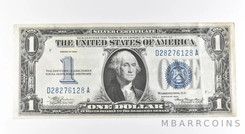 1934 $1 Silver Certificate Blue Seal Fr#1606 *0512