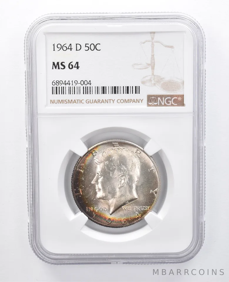 1964-D Kennedy Half Dollar MS64 NGC Peripheral Tone *7924