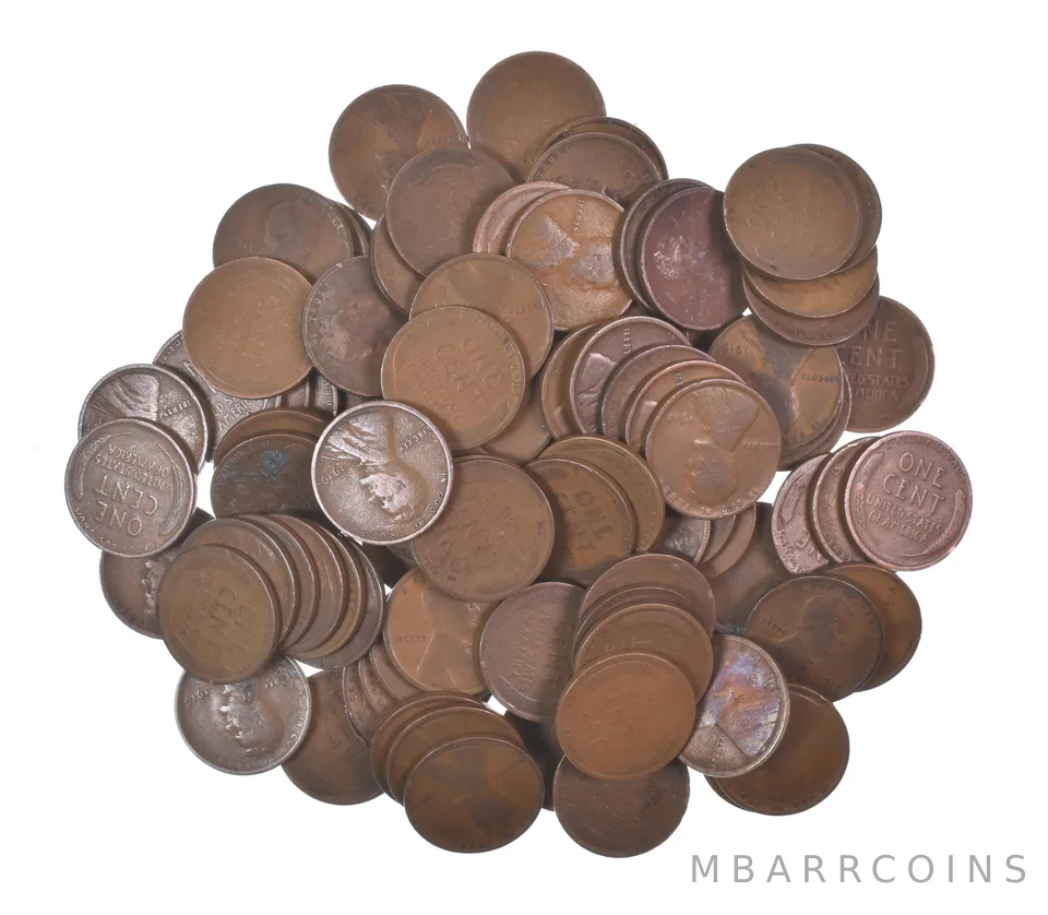 Lot of 100 1910-1919 Lincoln Wheat Cents - 2 Rolls - Collection *574