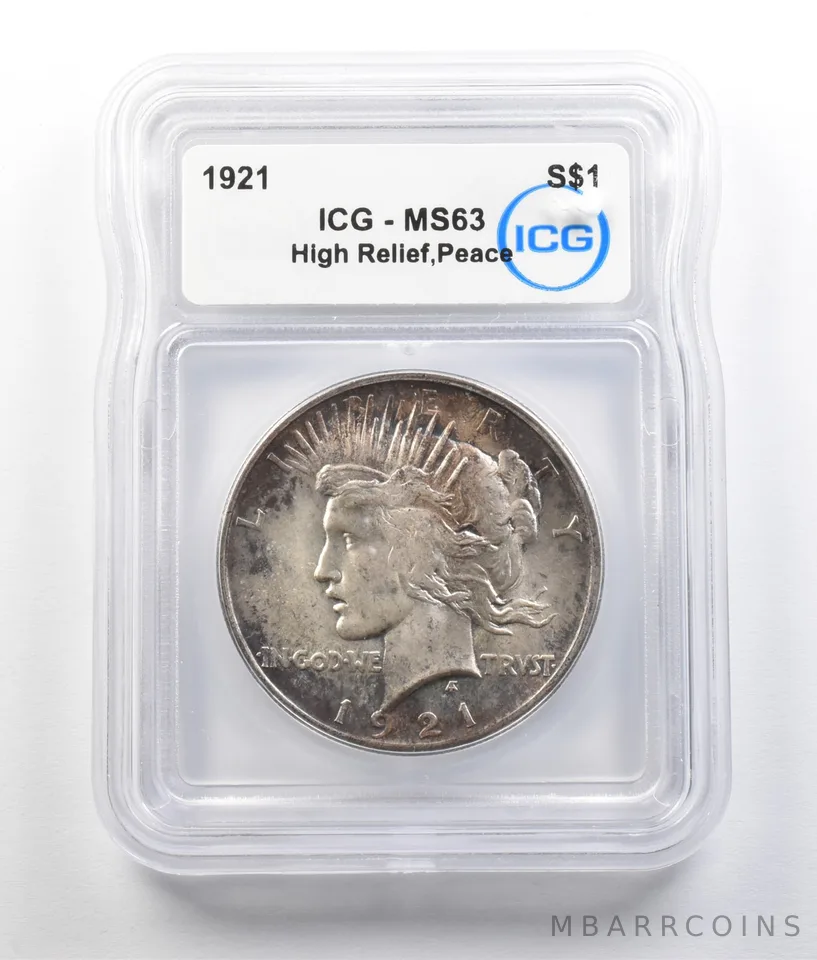 1921 Peace Silver Dollar High Relief MS63 ICG *9357