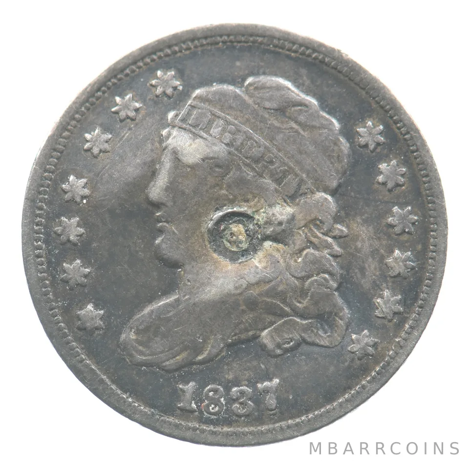 1837 Capped Bust Half Dime Love Token Victorian *5478