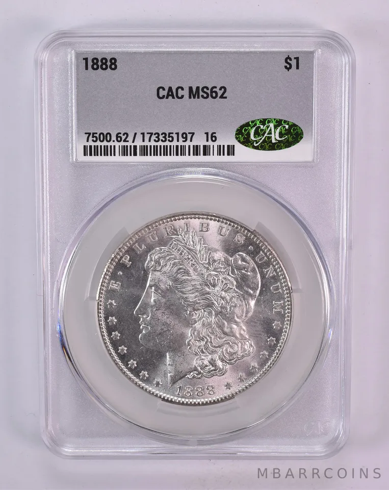 1888 Morgan Silver Dollar MS62 CAC CACg