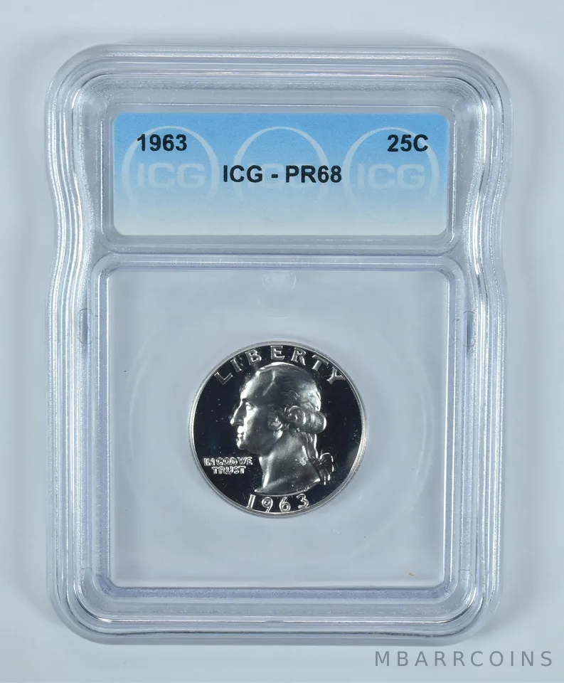 1963 Washington Quarter PR68 ICG