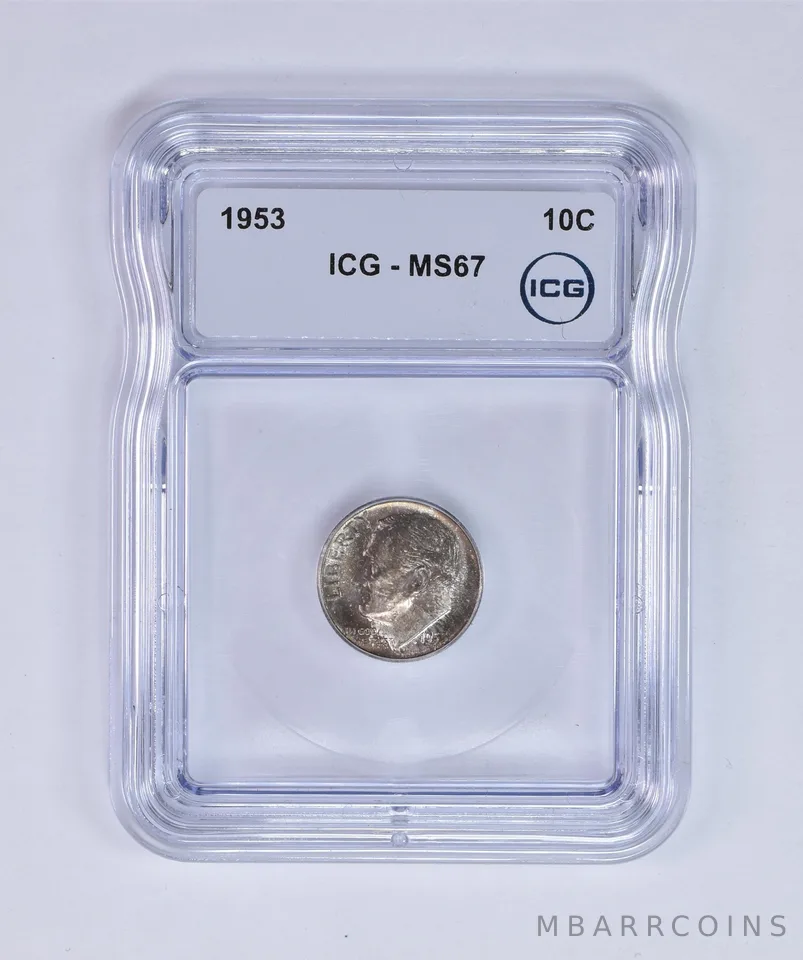 1953 Roosevelt Dime MS67 ICG Beautiful Tone *8000
