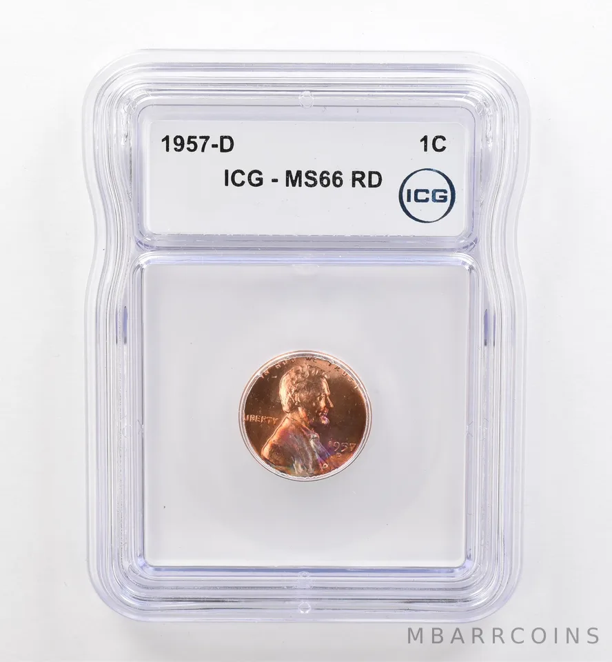 1957-D Lincoln Wheat Cent MS66 RD ICG Beautiful Tone *9140
