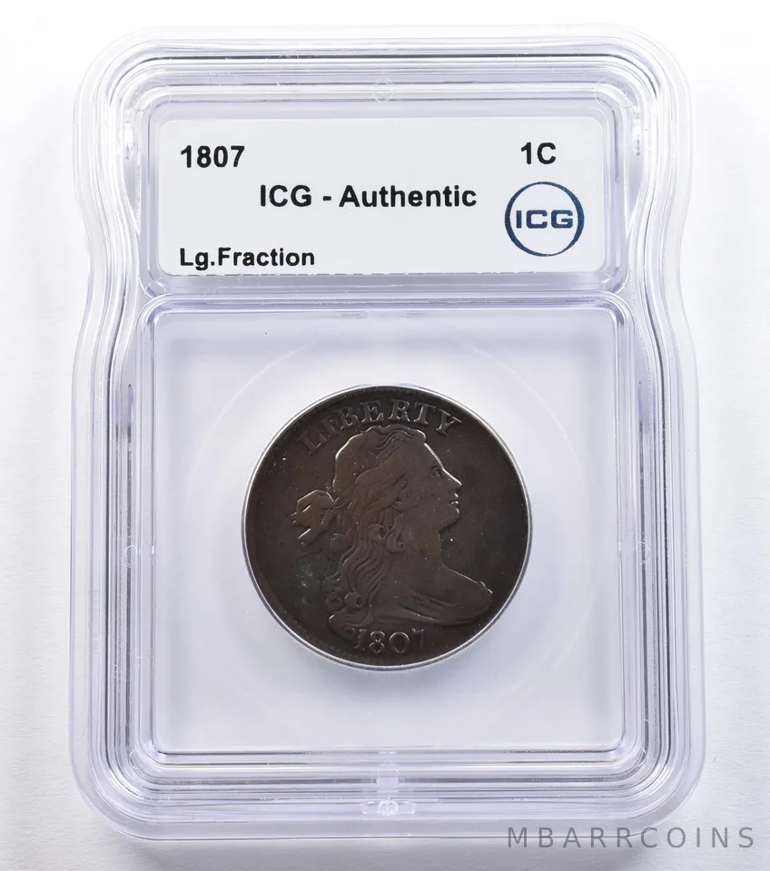 1807 Draped Bust Large Cent Large Fraction Authentic ICG *2192