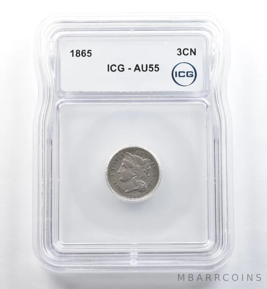1865 Three Cent Nickel AU55 ICG *3701