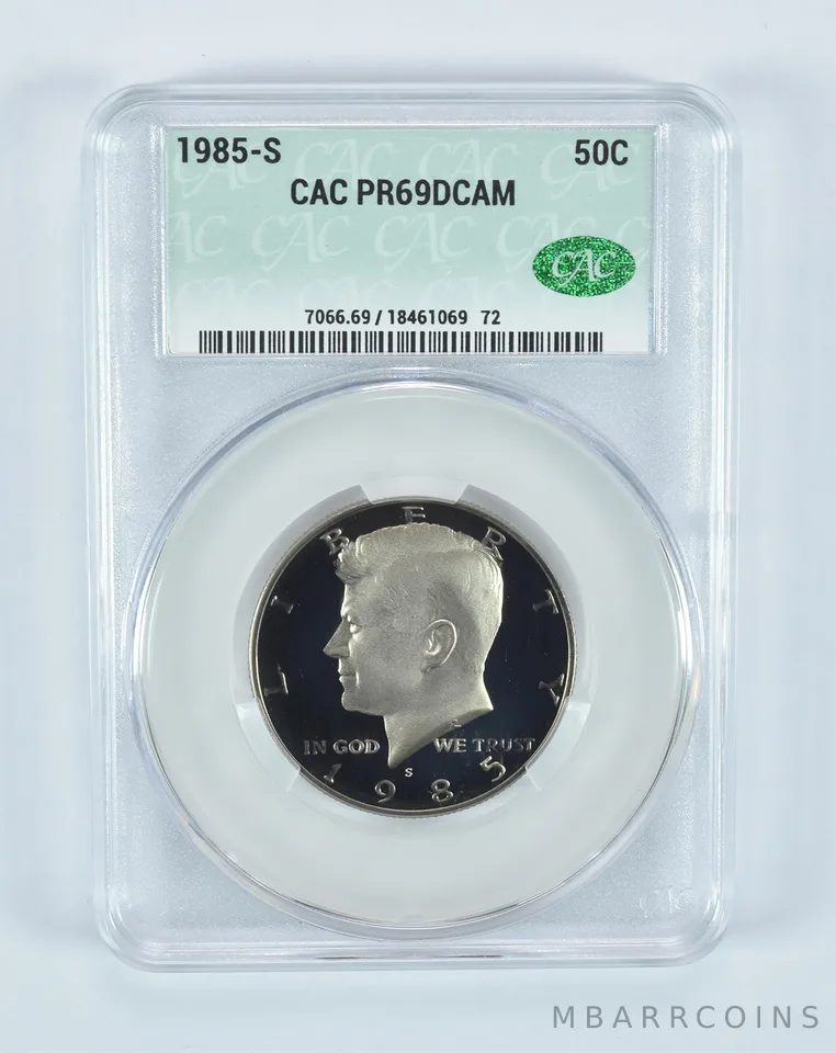 1985-S Kennedy Half Dollar PR69 DCAM CAC CACg