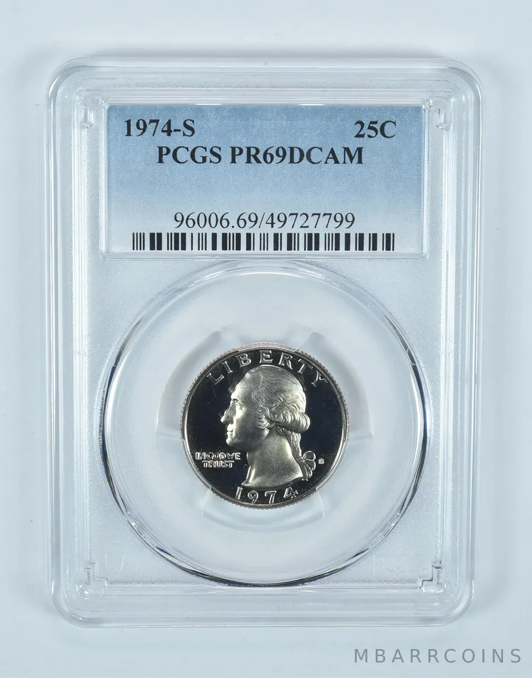 1974-S Washington Quarter PR69 DCAM PCGS Blue Label