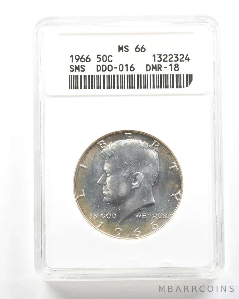 1966 Kennedy Half Dollar SMS DDO-016 DMR-18 MS66 ANACS *2042