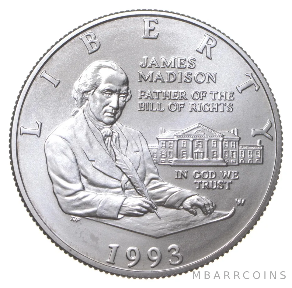 1993-W Unc Madison Bill of Rights Commemorative 90% Silver Half Dollar