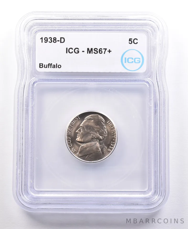1938-D Jefferson Nickel MS67+ ICG Label Error Buffalo *2093