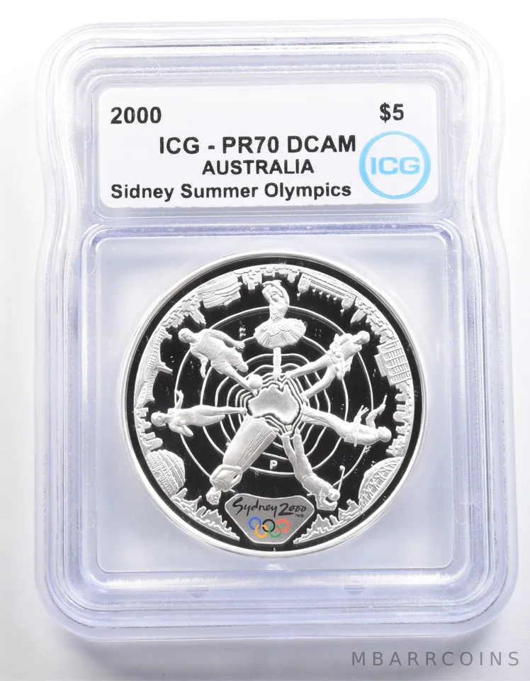 2000 Australia $5 Sydney Summer Olympics Reaching The World 2 PR70 ICG *4066