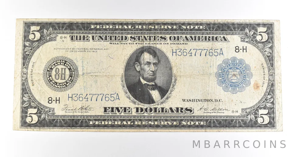 1914 $5 St Louis MO FRN Large Note Blue Seal *2745