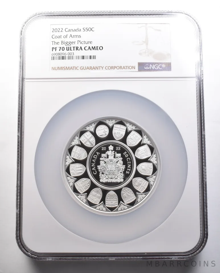 2022 Canada 50 Cents Silver Coat Of Arms Bigger Picture PF70 UCAM NGC *7316