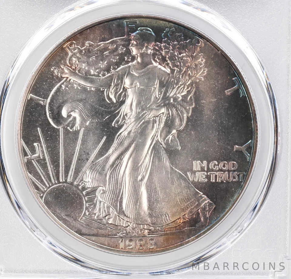 1988 American Silver Eagle MS68 PCGS Beautiful Tone *1251