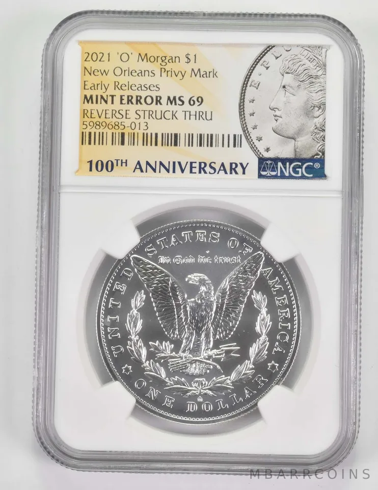 Err MS69 2021-'O' Morgan Silver Dollar New Orleans OBV Strck Thru ER NGC *9672