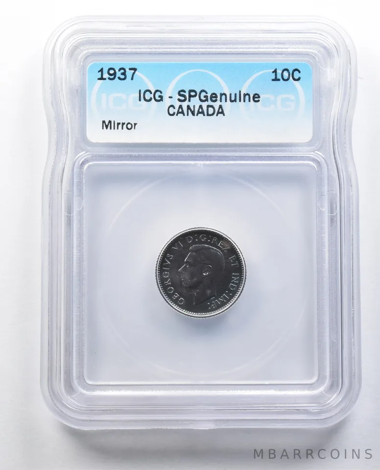 SP Genuine 1937 Canada Dime Mirror ICG Specimen Proof *2154