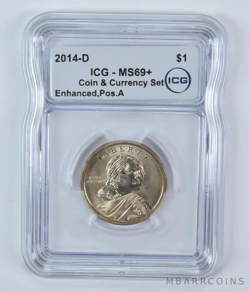 2014-D Sacagawea $1 Coin & Currency Set Enhanced Finish MS69+ ICG