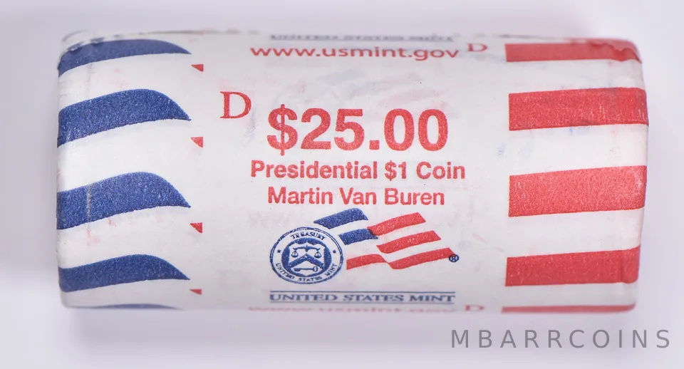 2008-D Martin Van Buren Presidential $1 Coin Roll $25 Unc US Mint BU