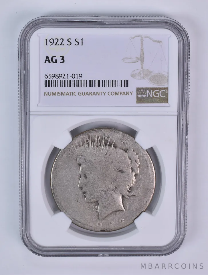 1922-S Peace Silver Dollar AG3 NGC Lowball