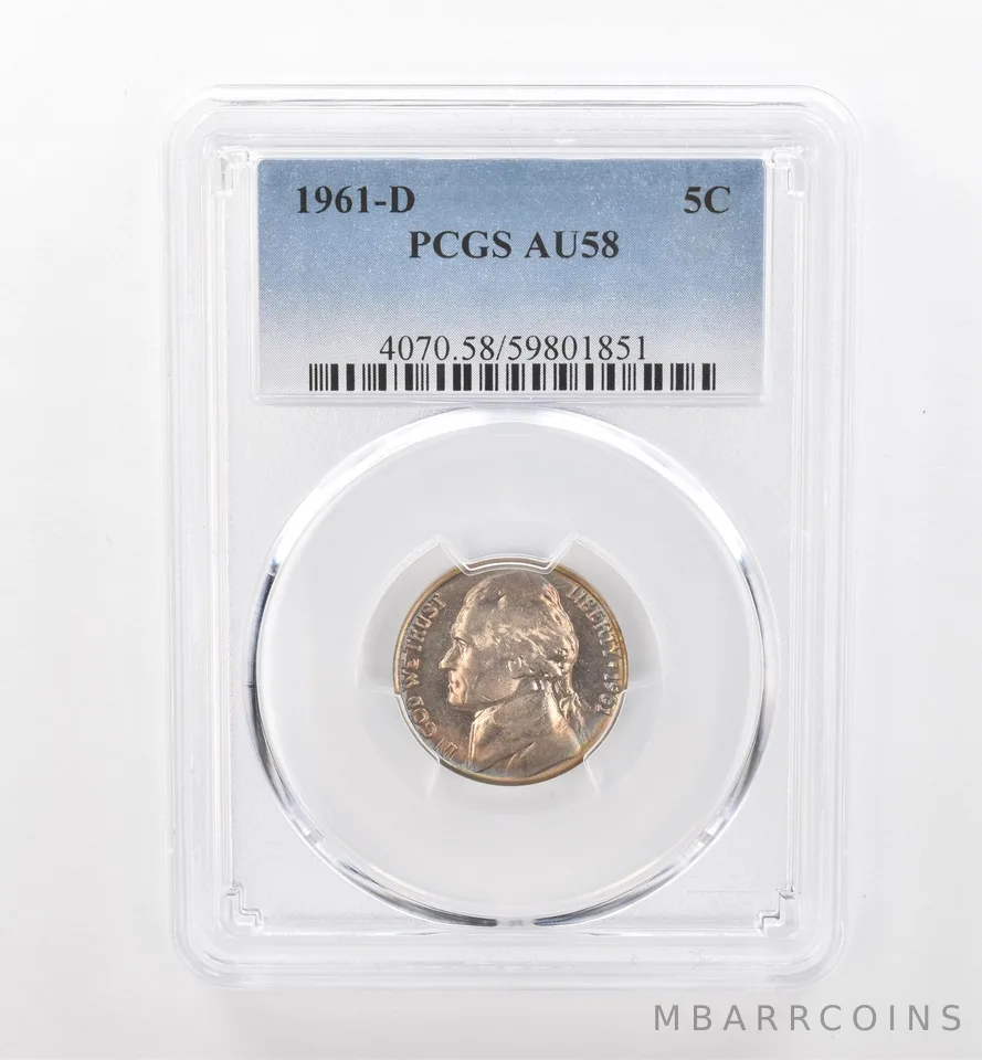 1961-D Jefferson Nickel AU58 PCGS Beautiful Tone *1806