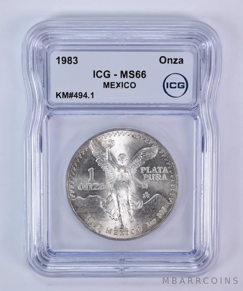 1983 Mo Mexico 1 Onza Silver Libertad KM#494.1 MS66 ICG