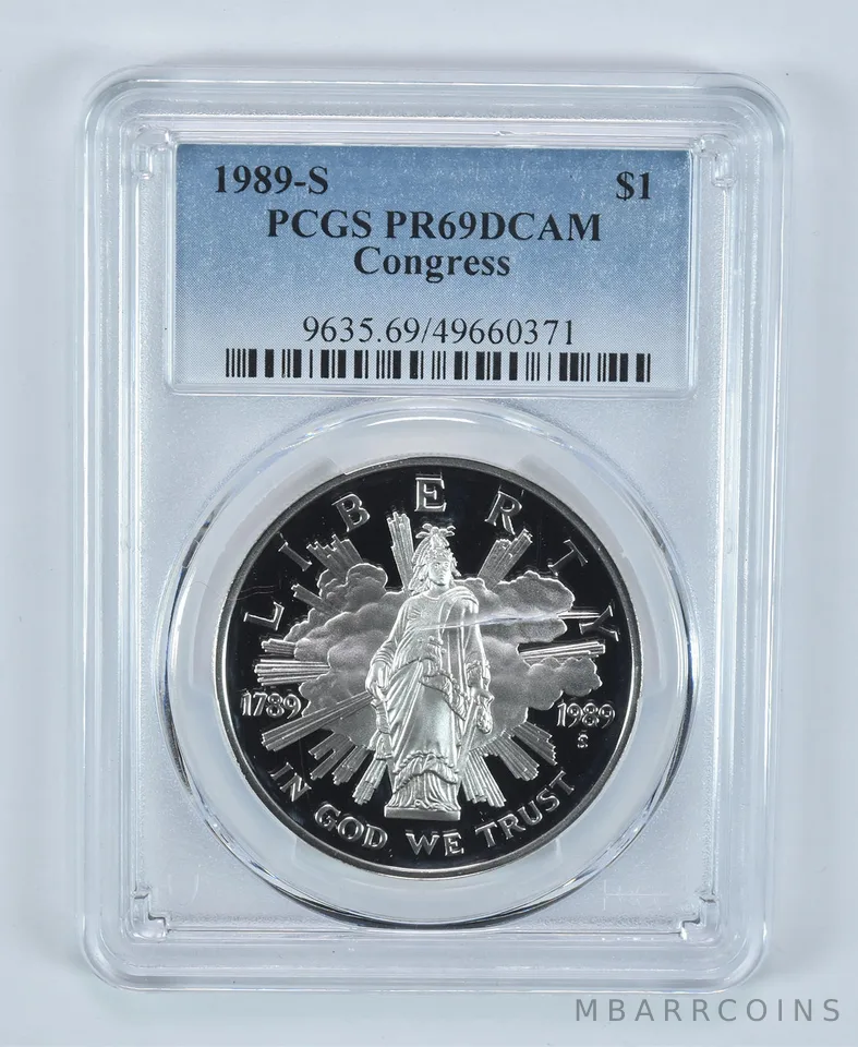 1989-S Congress Commemorative Dollar PR69 DCAM PCGS Blue Label