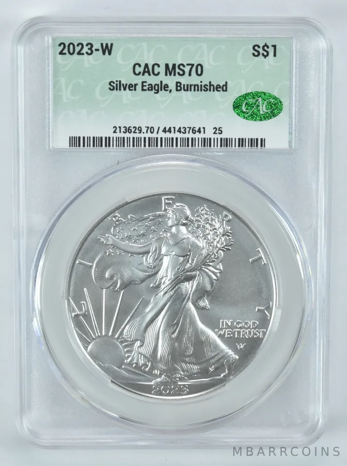 2023-W Burnished Silver Eagle MS70 CAC CACg