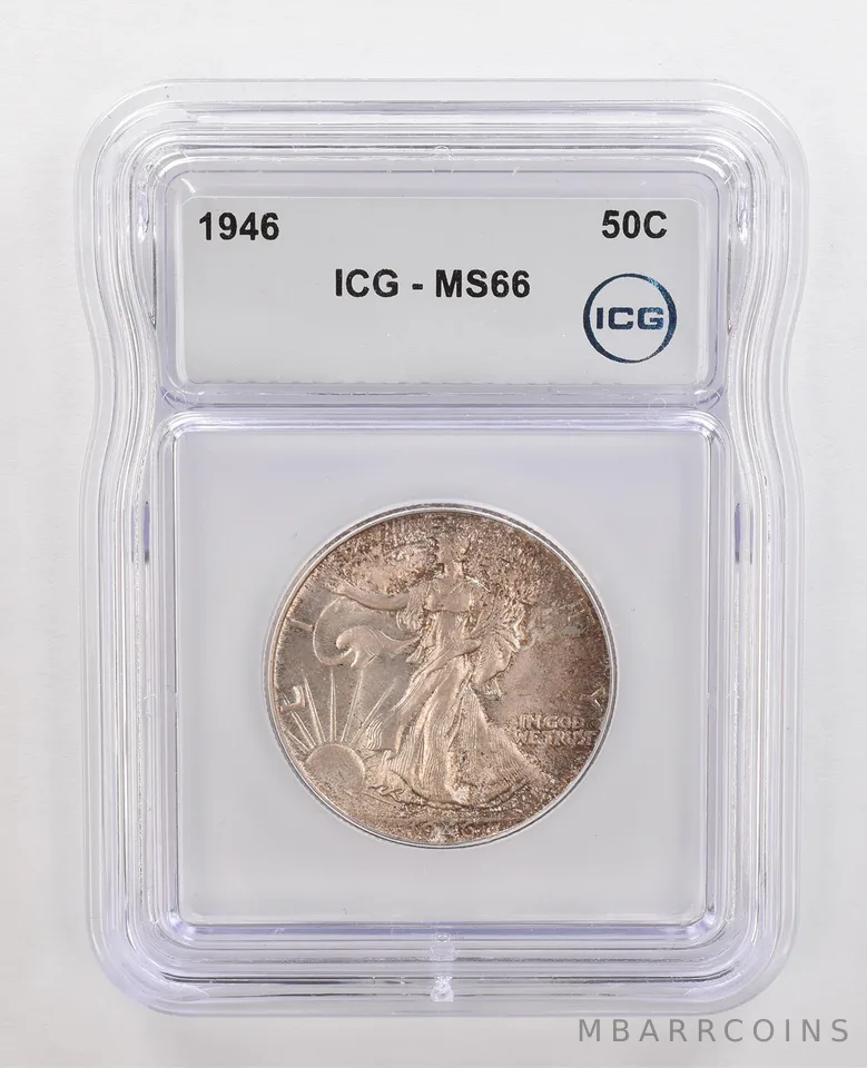 1946 Walking Liberty Half Dollar MS66 ICG Beautiful Tone *4369