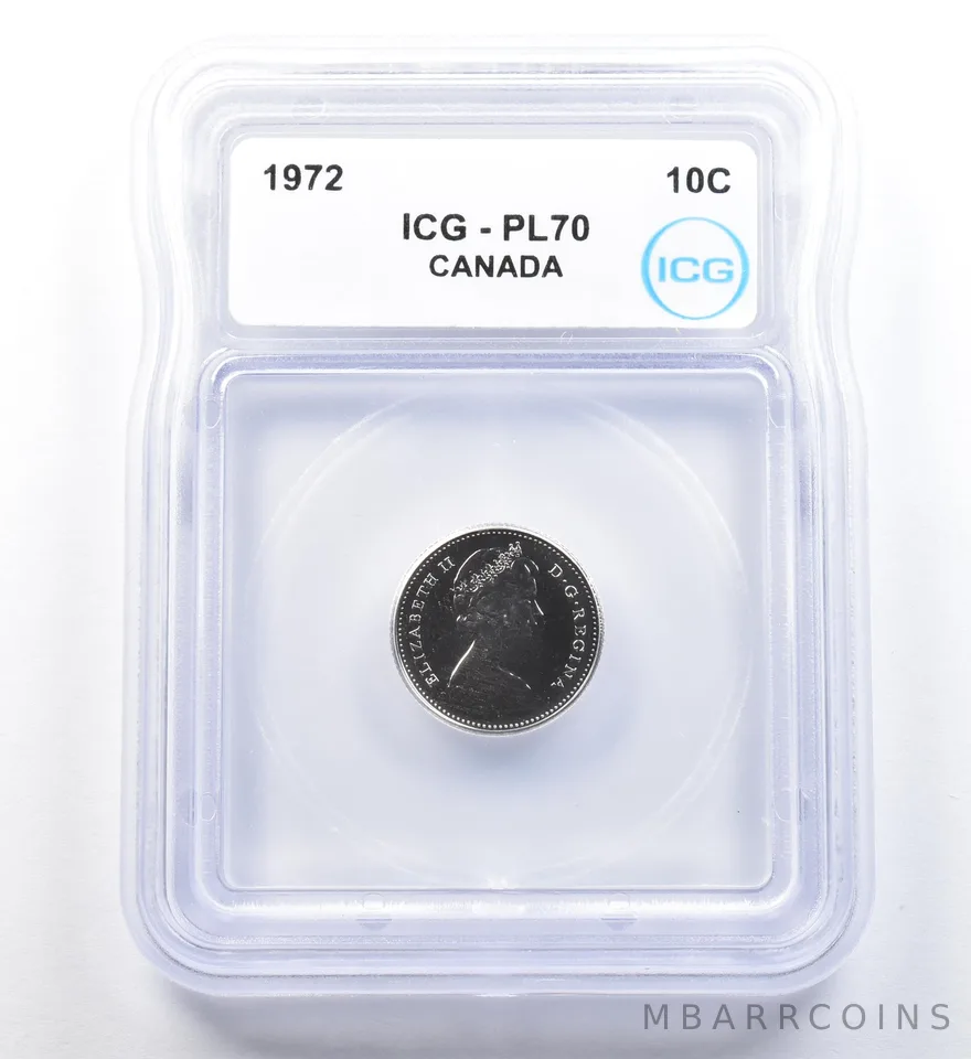 1972 Canada 10 Cents PL70 ICG a1122