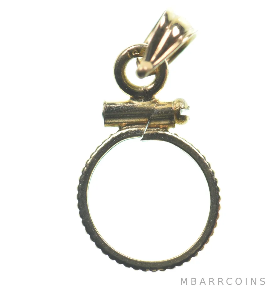 14K 9mm Gold Filled Token Coin Bezel Pendant Frame Edge *1423