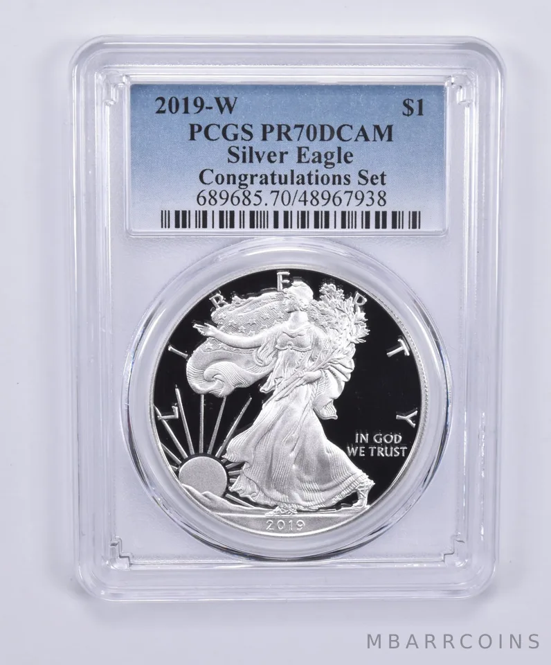 2019-W American Silver Eagle Congratulations Set PR70 DCAM PCGS Blue Label