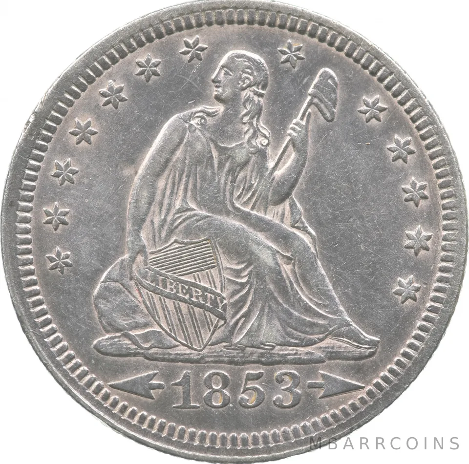 1853 Seated Liberty Quarter Arrows *8931