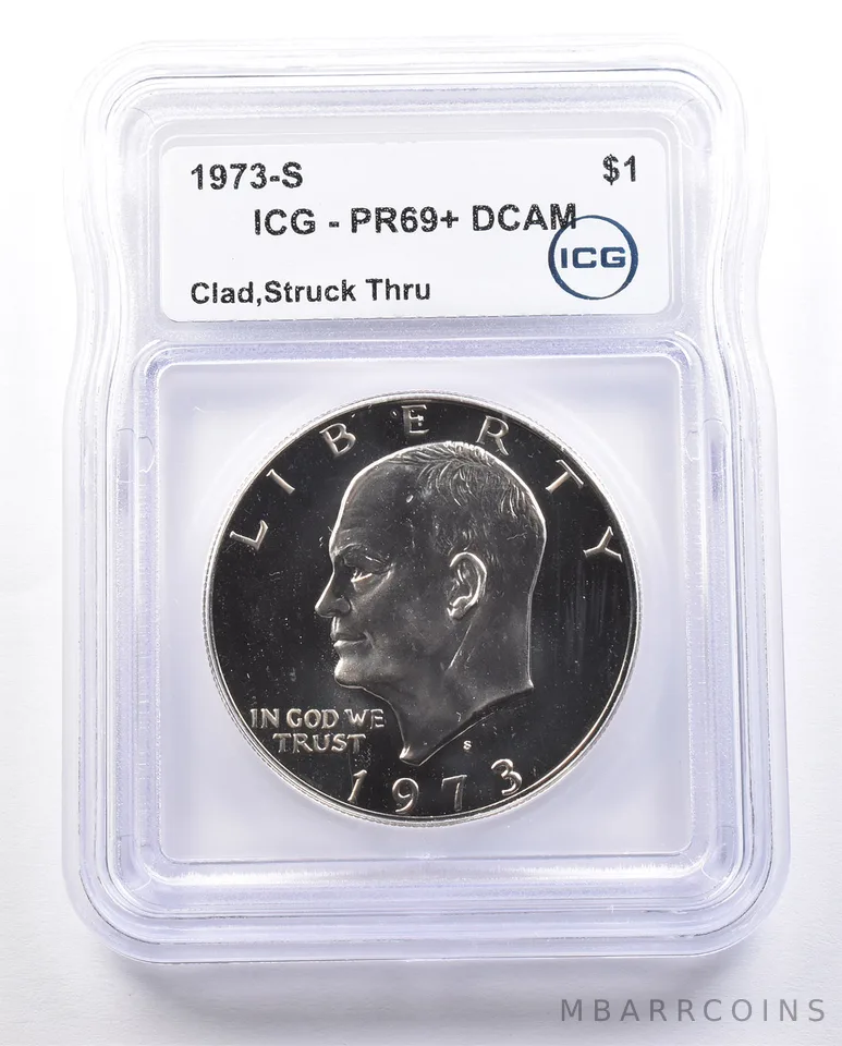 1973-S Eisenhower $1 CLAD Struck Thru PR69+ PLUS DCAM ICG a2394