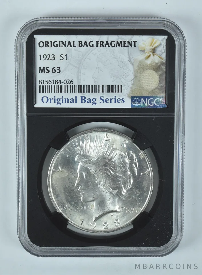1923 Peace Silver Dollar Original Bag Fragment MS63 NGC