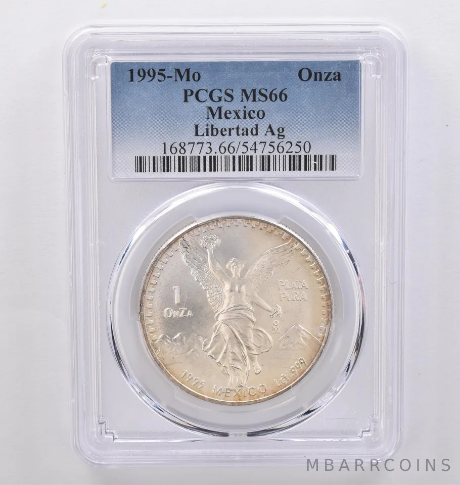 1995 Mo Mexico 1 Onza Silver Libertad MS66 PCGS Beautiful Tone *8941