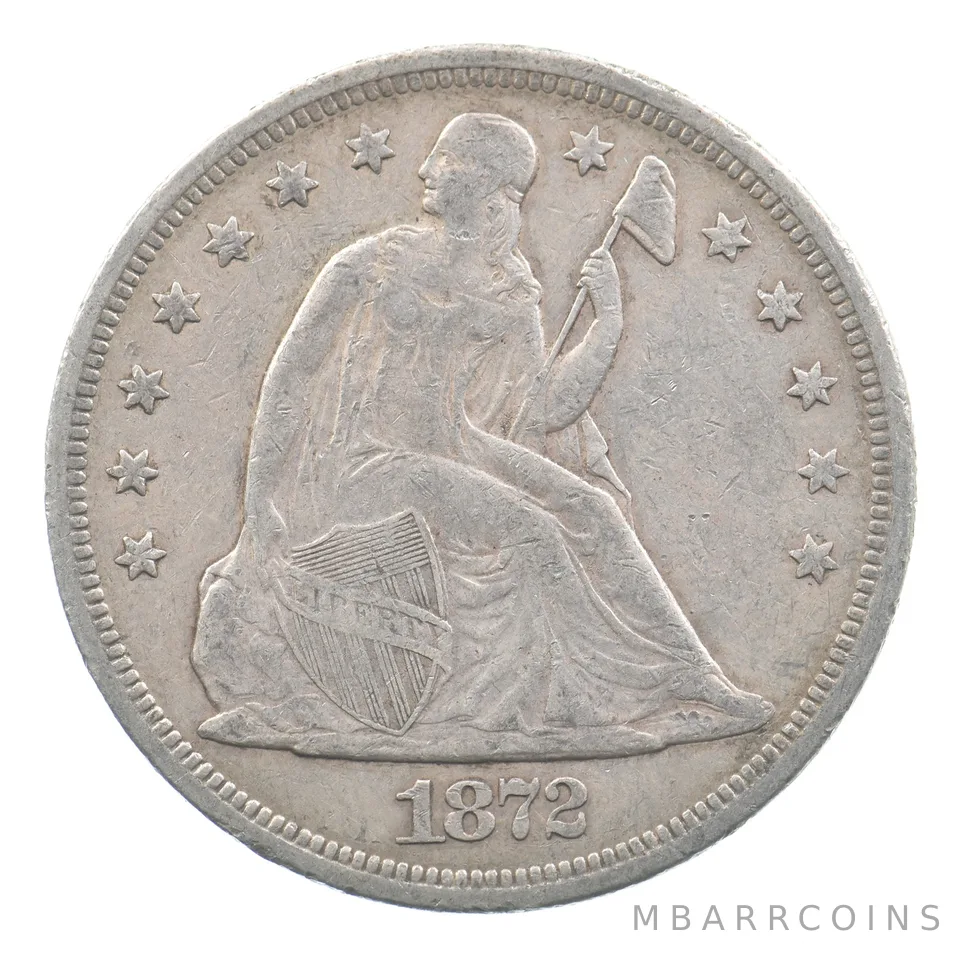 1872 Seated Liberty Silver Dollar *9438