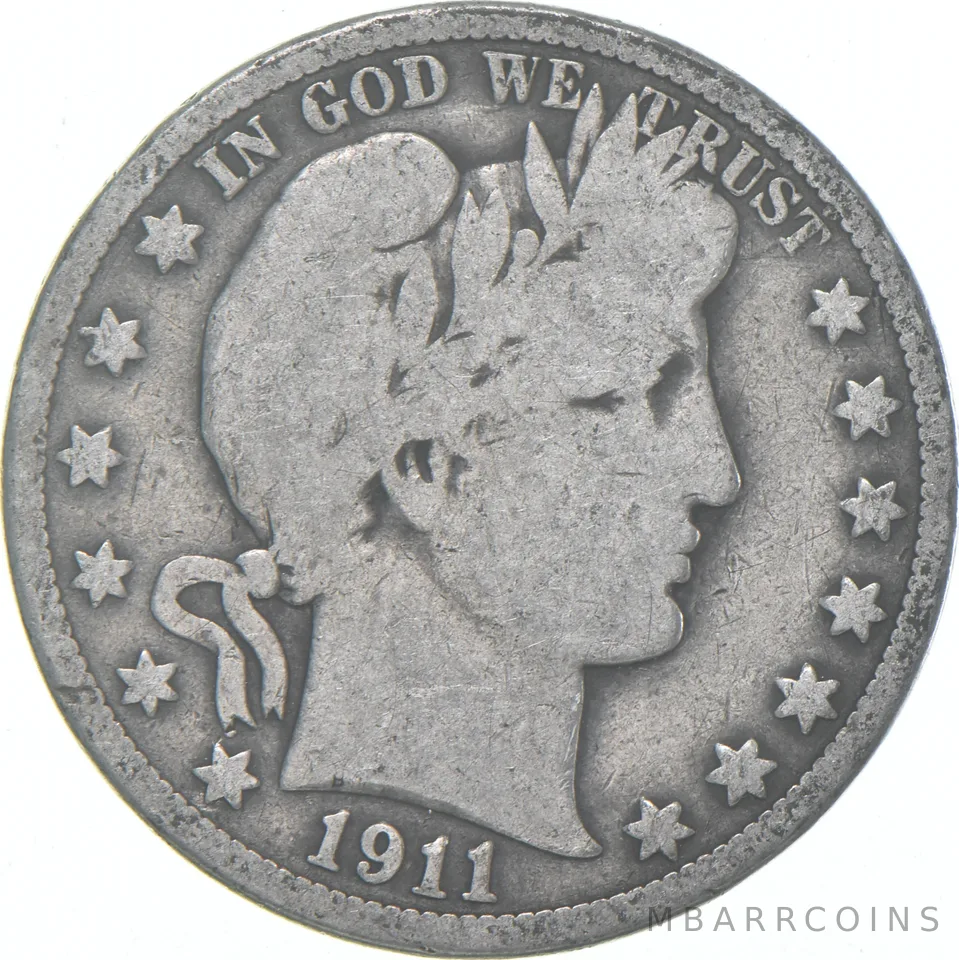1911 Barber Half Dollar Average Circ 90% Silver