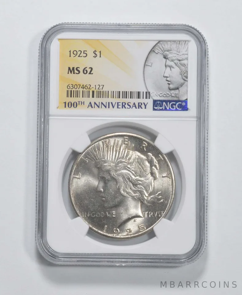 1925 Peace Silver Dollar 100th Anni 2021 Special Label MS62 NGC