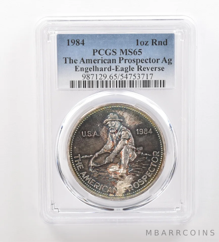1984 Engelhard Prospector 1 Oz Silver Eagle Reverse MS65 PCGS Nice Tone *3209