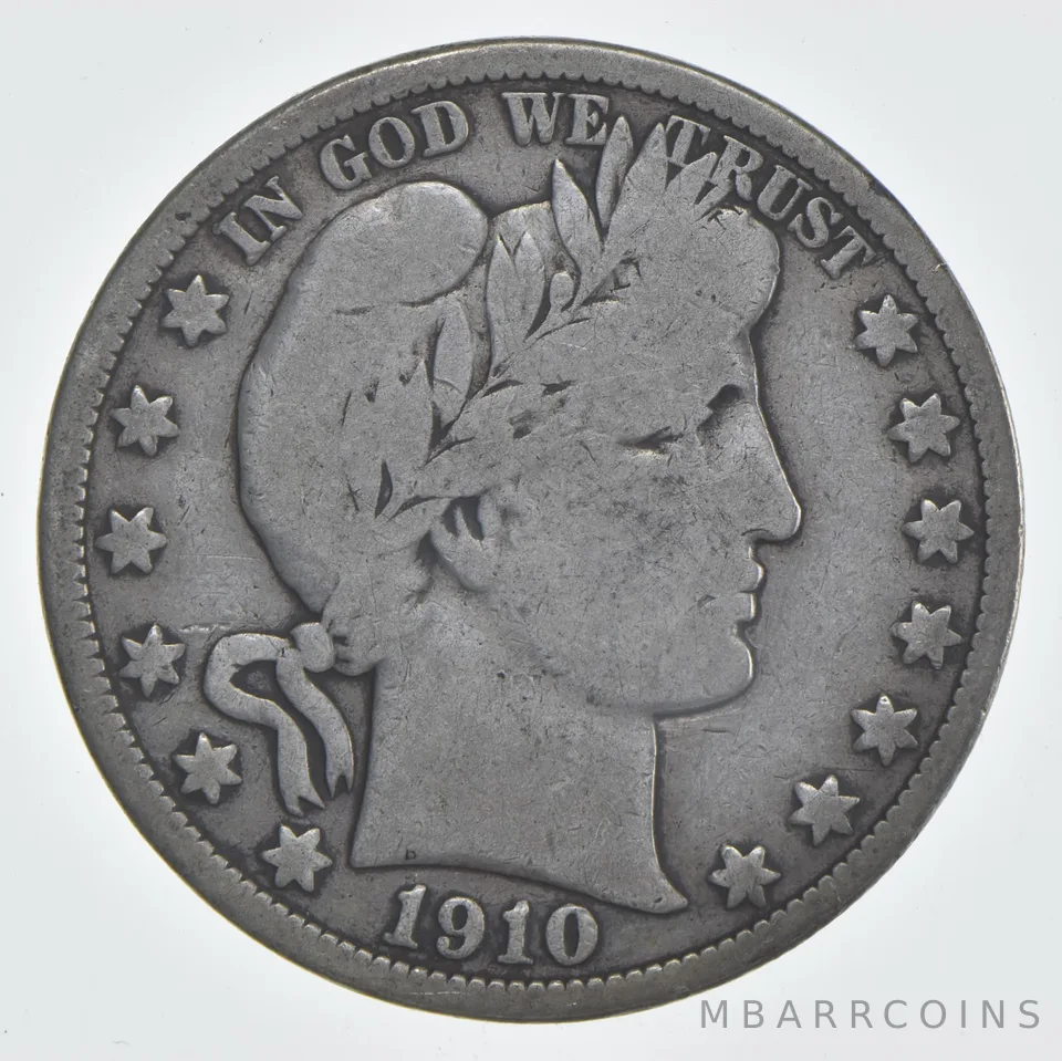 1910 (P) Barber Half Dollar 90% Silver VG Condition