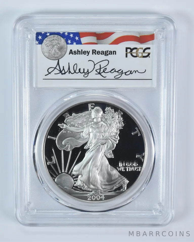 2004-W American Silver Eagle Ashley Reagan Signed PR69 DCAM PCGS