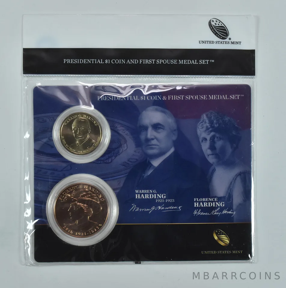 2014 Presidential $1 & First Spouse Medal Set Warren G & Florence Harding