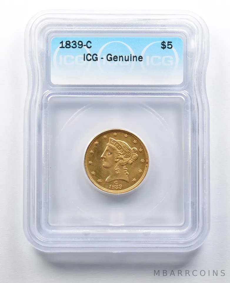 1839-C $5 Liberty Head Gold Half Eagle ICG a2070