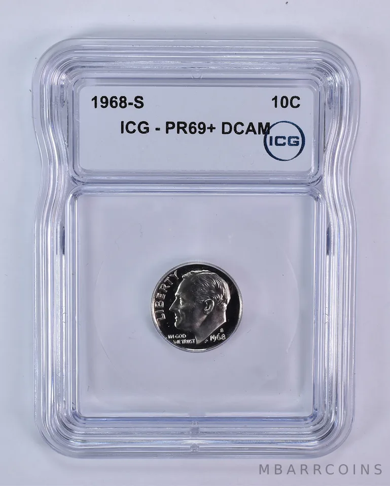 1968-S Roosevelt Dime PR69+ DCAM ICG