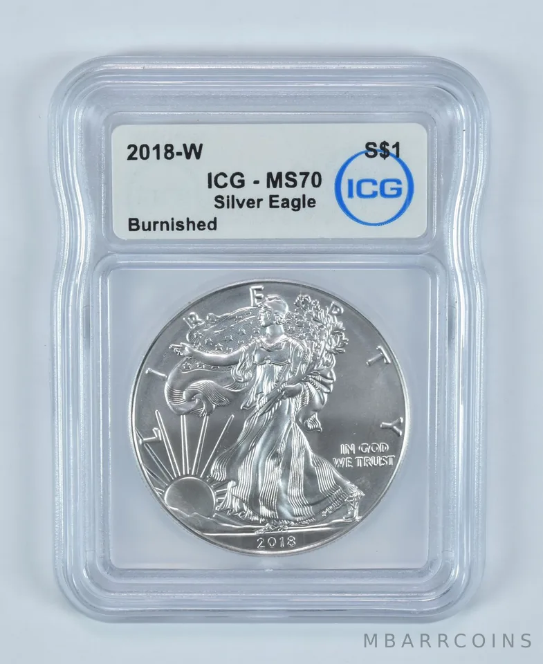 2018-W Burnished Silver Eagle MS70 ICG