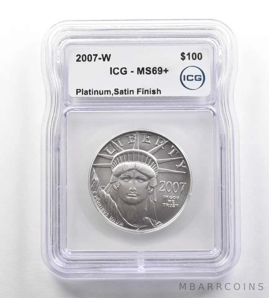 2007-W $100 American Platinum Eagle Satin Finish 1 Oz MS69+ ICG Burnished *4234