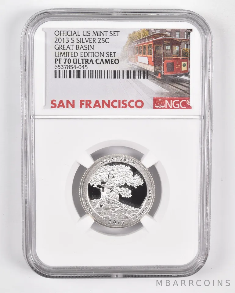 2013-S Silver PF70 UCam Great Basin Quarter NGC Limited Edition SF Lbl